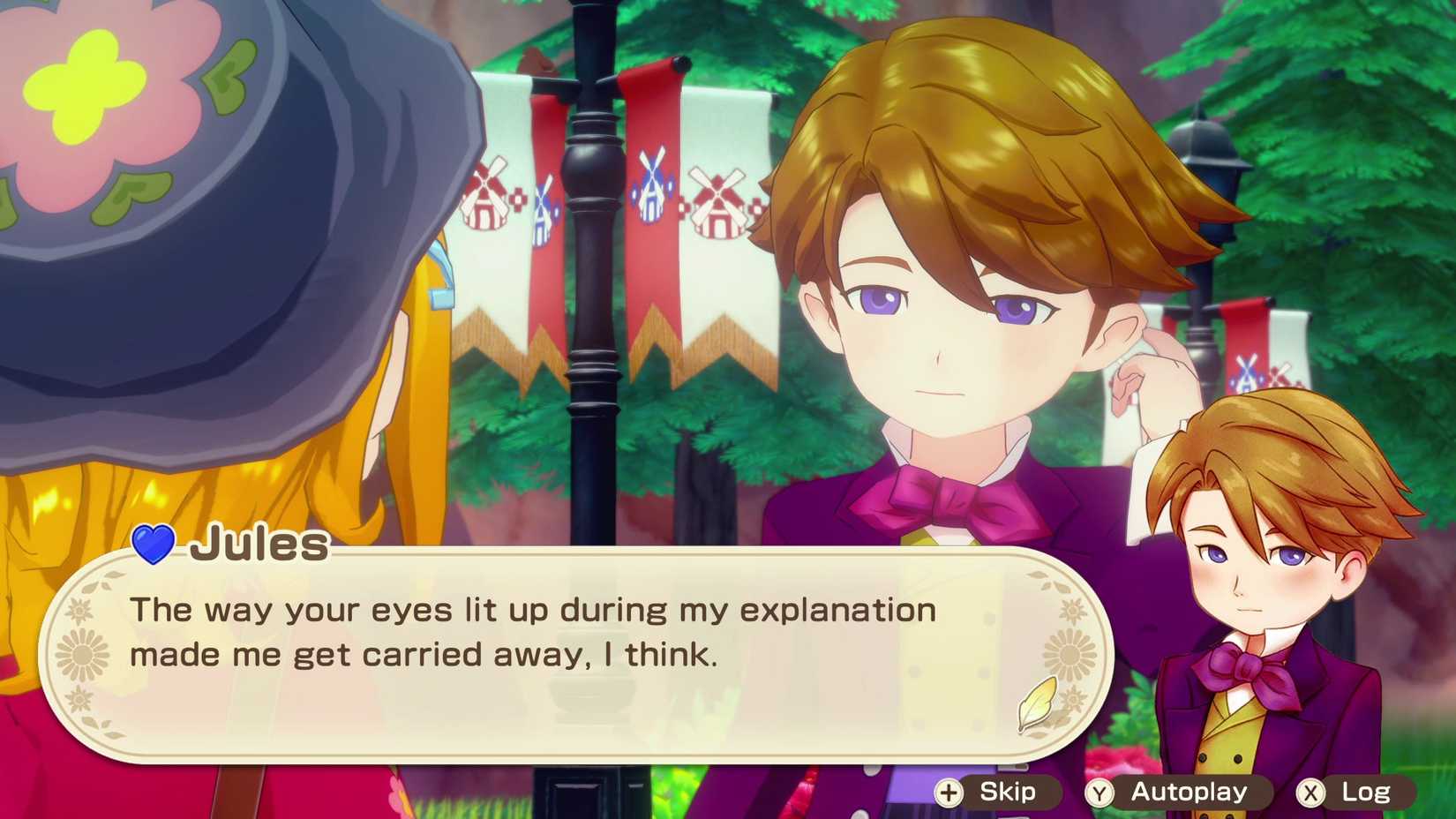 Histoire des saisons Grand Bazar Jules racontant au joueur comment leurs yeux s'allument.