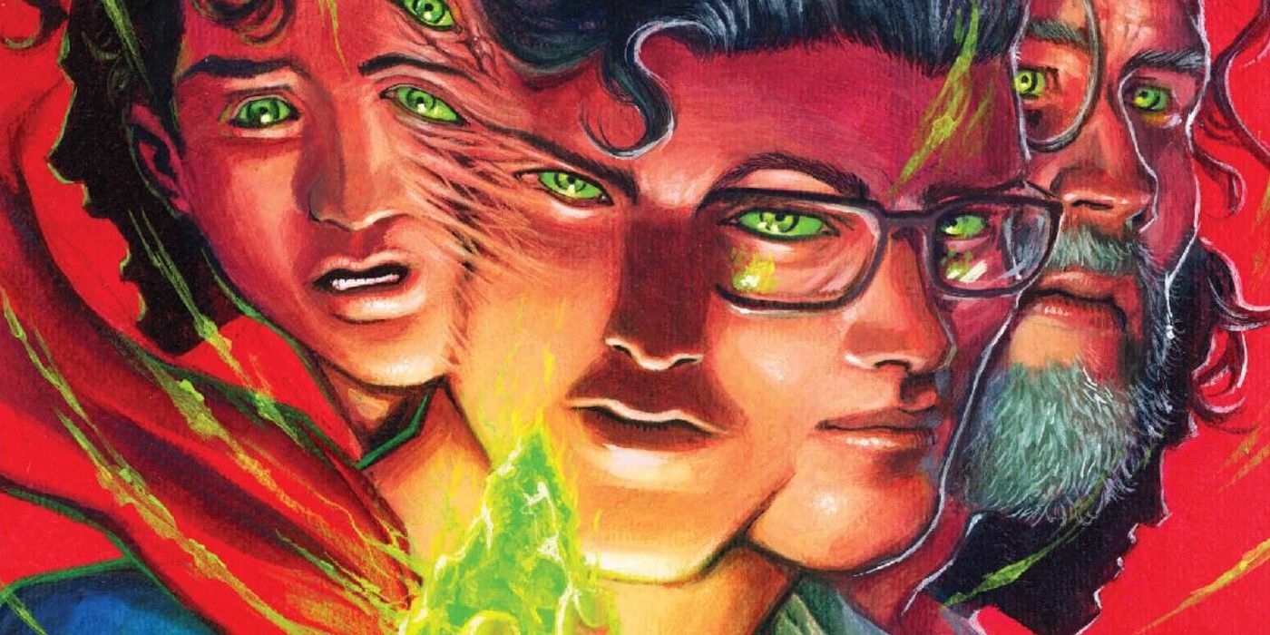 superman holding kryptonite and warping