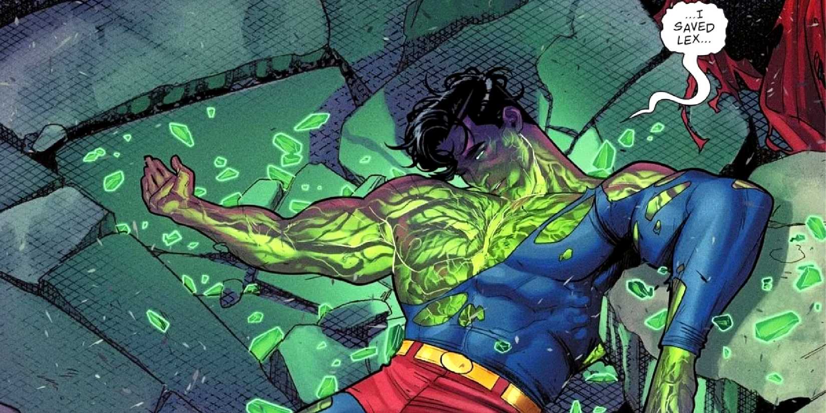Superman suffers from Kryptonite poisoning after saving Lex