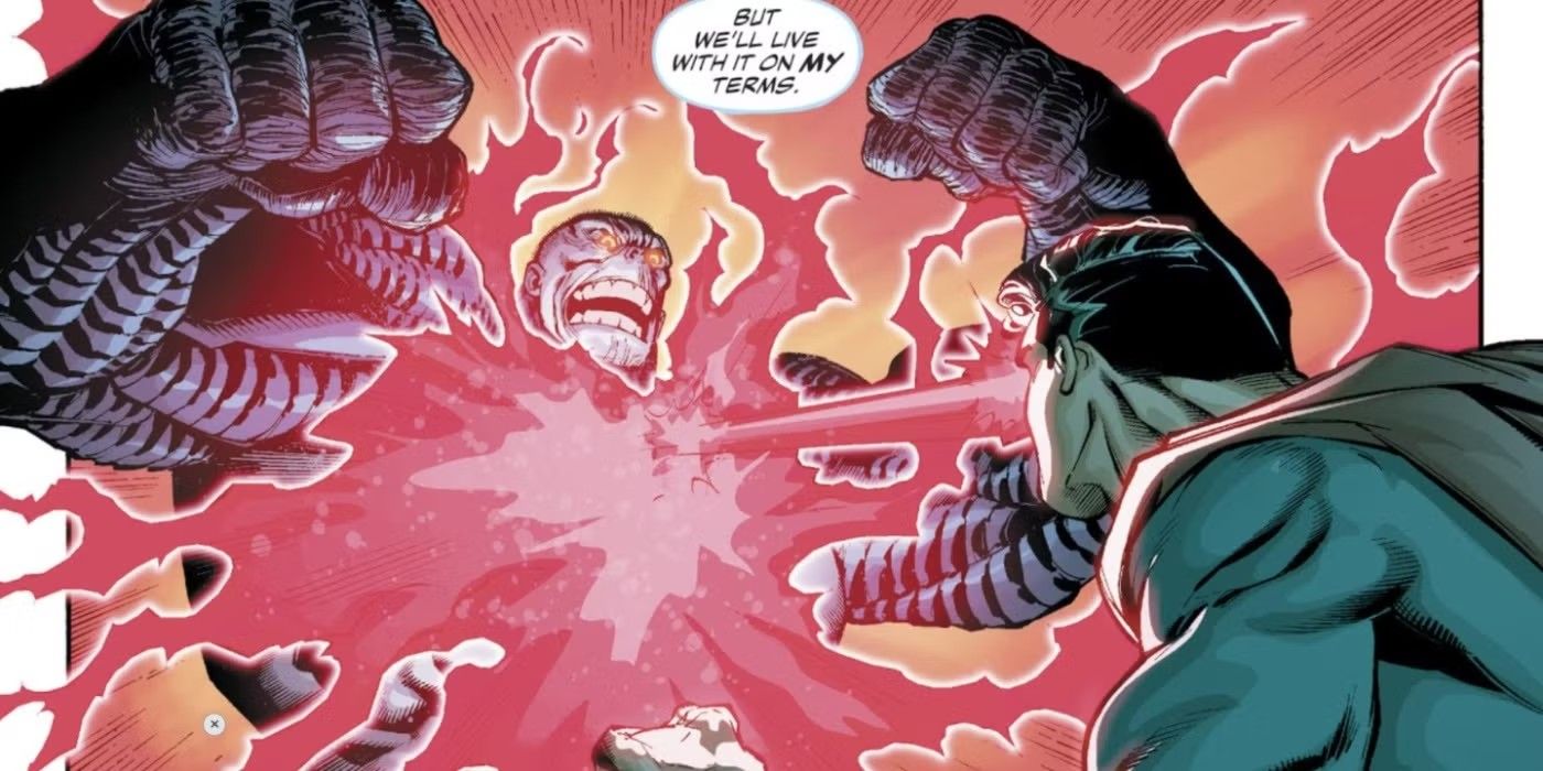 superman uses heat vision in fight