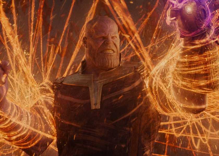 Thanos fighting Doctor Strange in Avengers Infinity War
