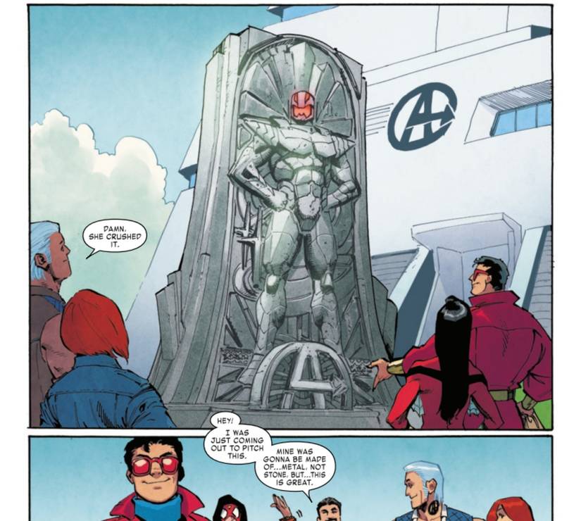 THE AVENGERS MOURN ULTRON WITH A STATUE