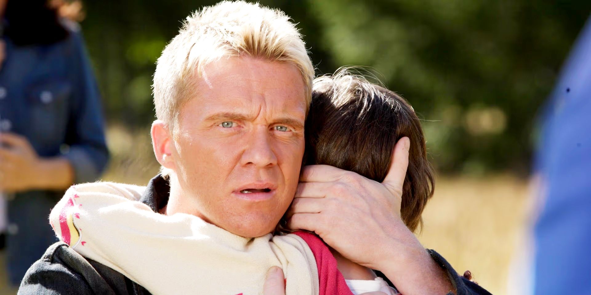 The Dead Zone TV Johnny scared and holding his son