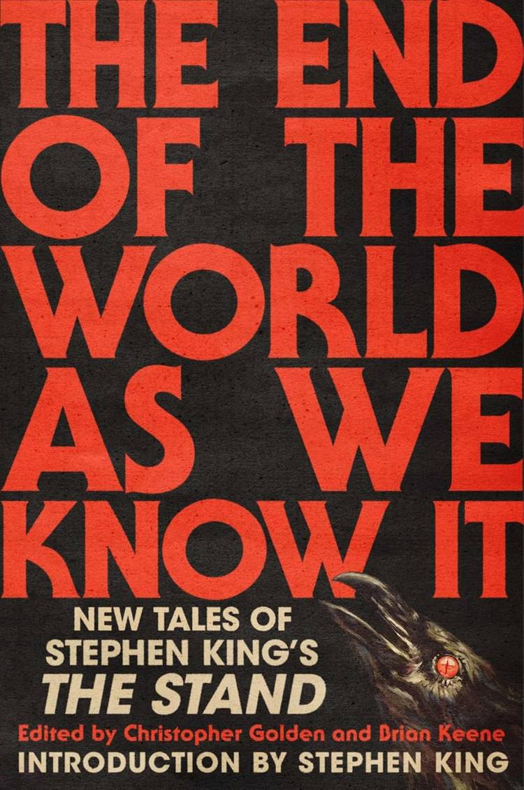 The End Of The World As We Know It Cover featuring red title text, a black background, and a crow