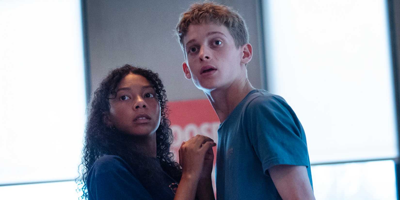 Simone Miller as Kalisha and Joe Freeman as Luke in The Institute