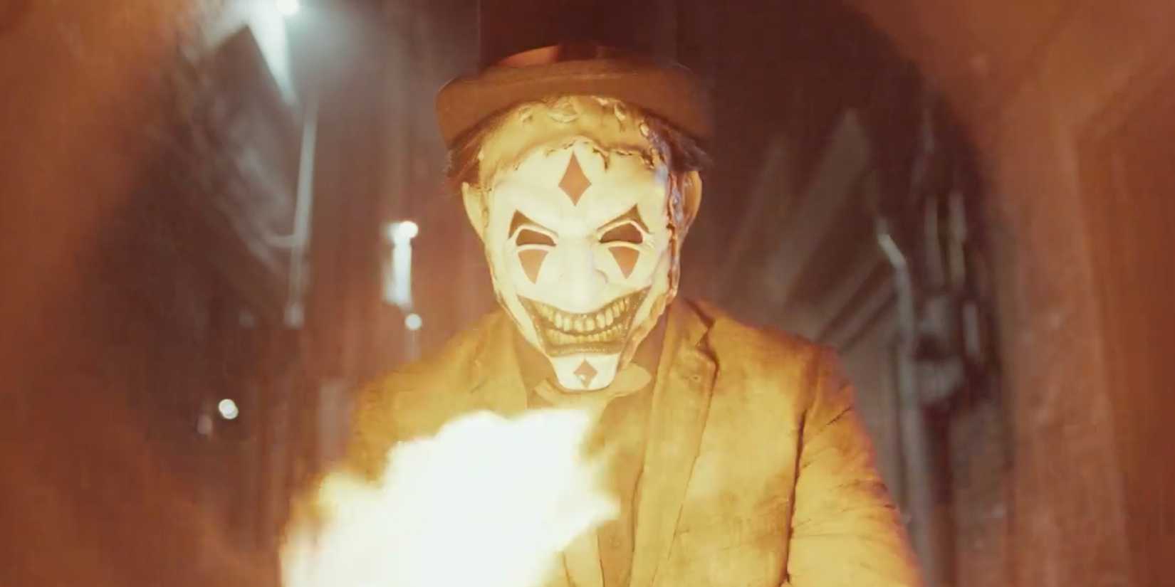 The Jester 2 villain surrounded in flames 