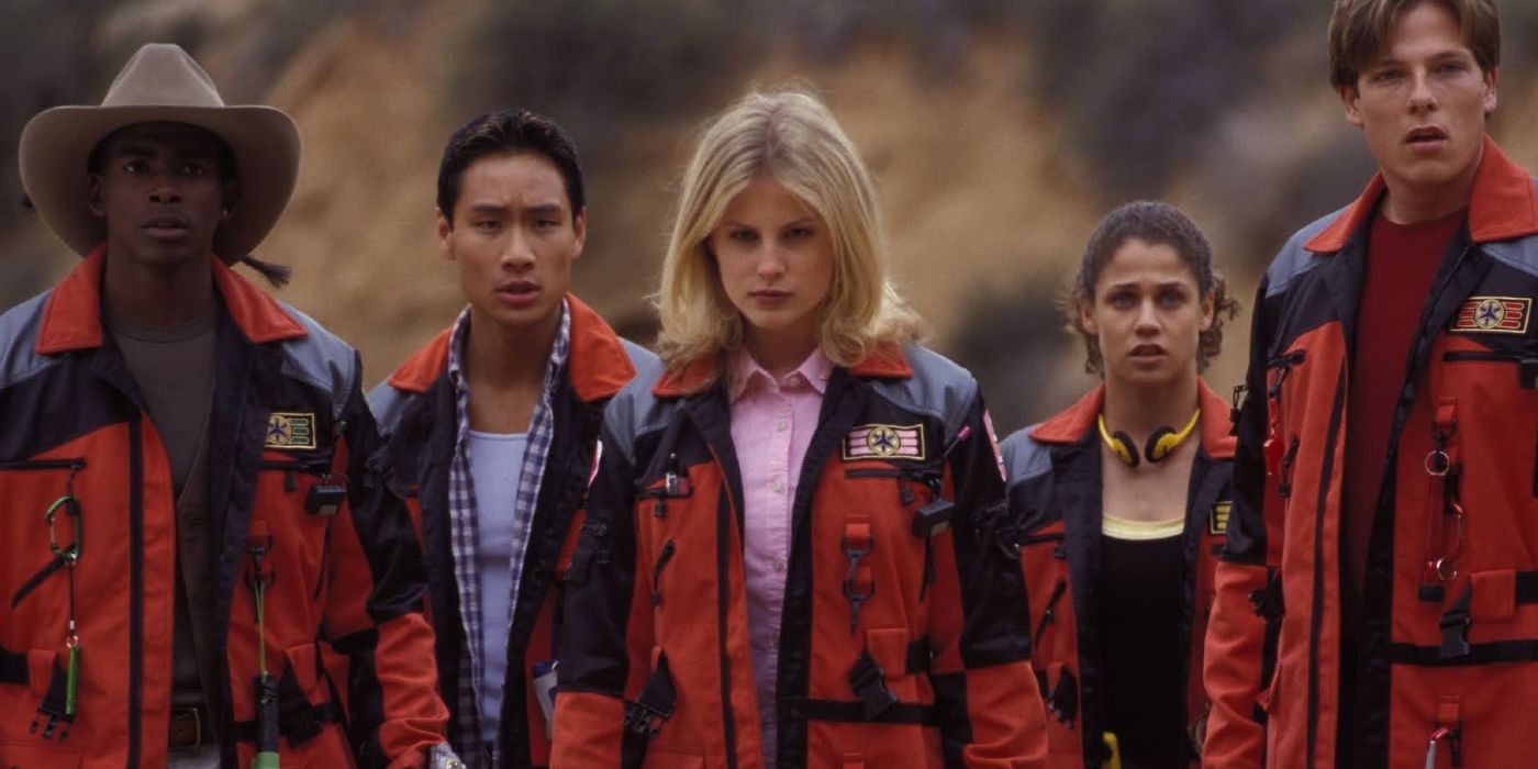 The Lightspeed Rescue Power Rangers getting ready for a fight