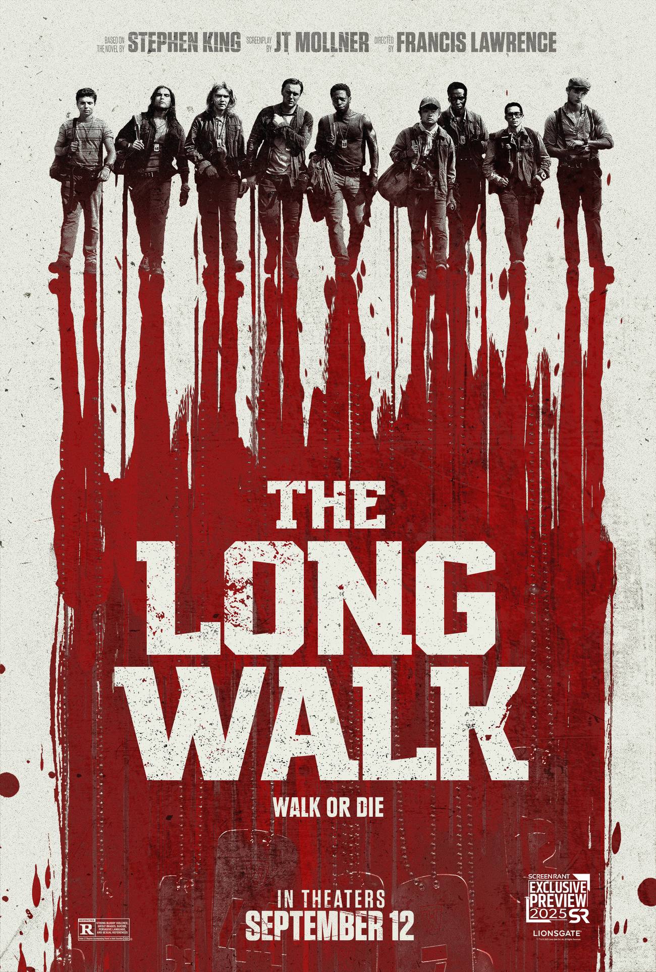 The Long Walk 2025 ScreenRant Cover Story Exclusive Poster Watermark