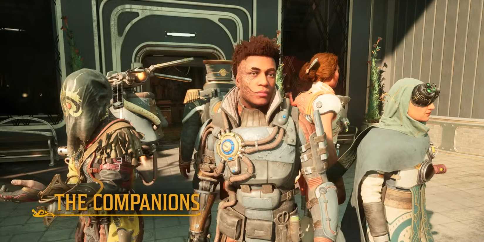 All of the companions in The Outer Worlds 2 in a circle.