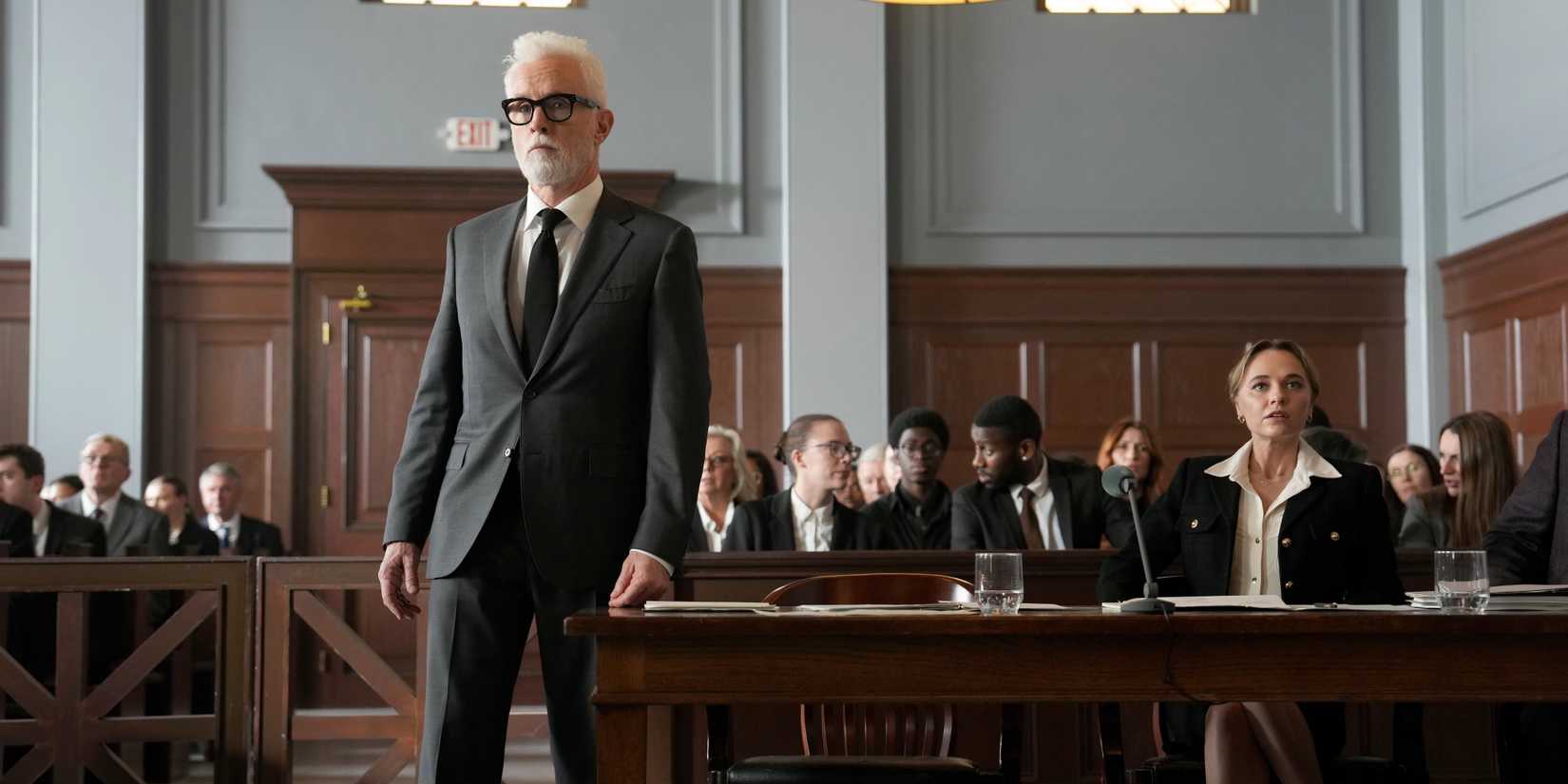 John Slattery as Leo Drummond and Madison Iseman as Sarah Plankmore in The Rainmaker