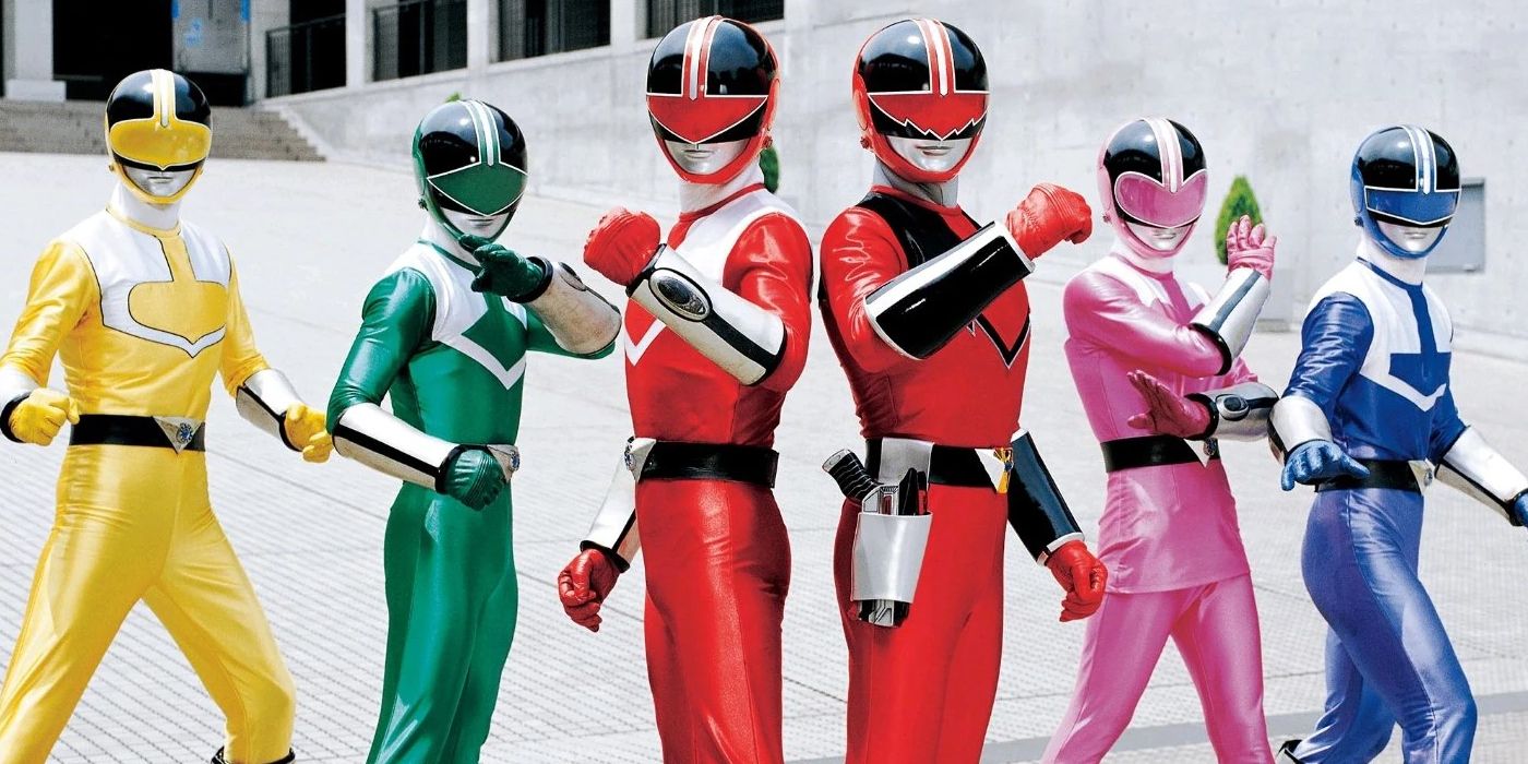 The Time Force Power Rangers posing together