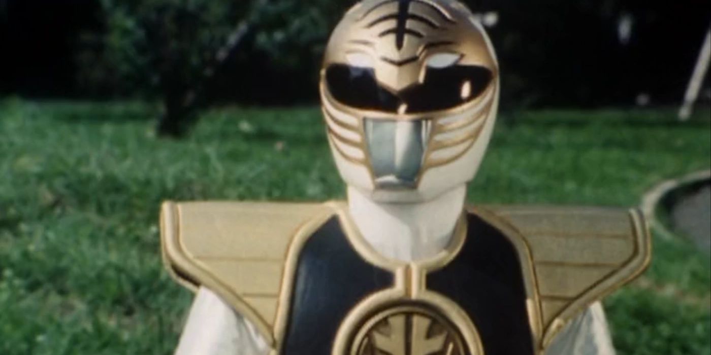 The White Ranger from Mighty Morphin looking up