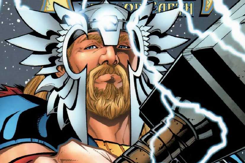 Thor wields Mjolnir in The Reigning cover