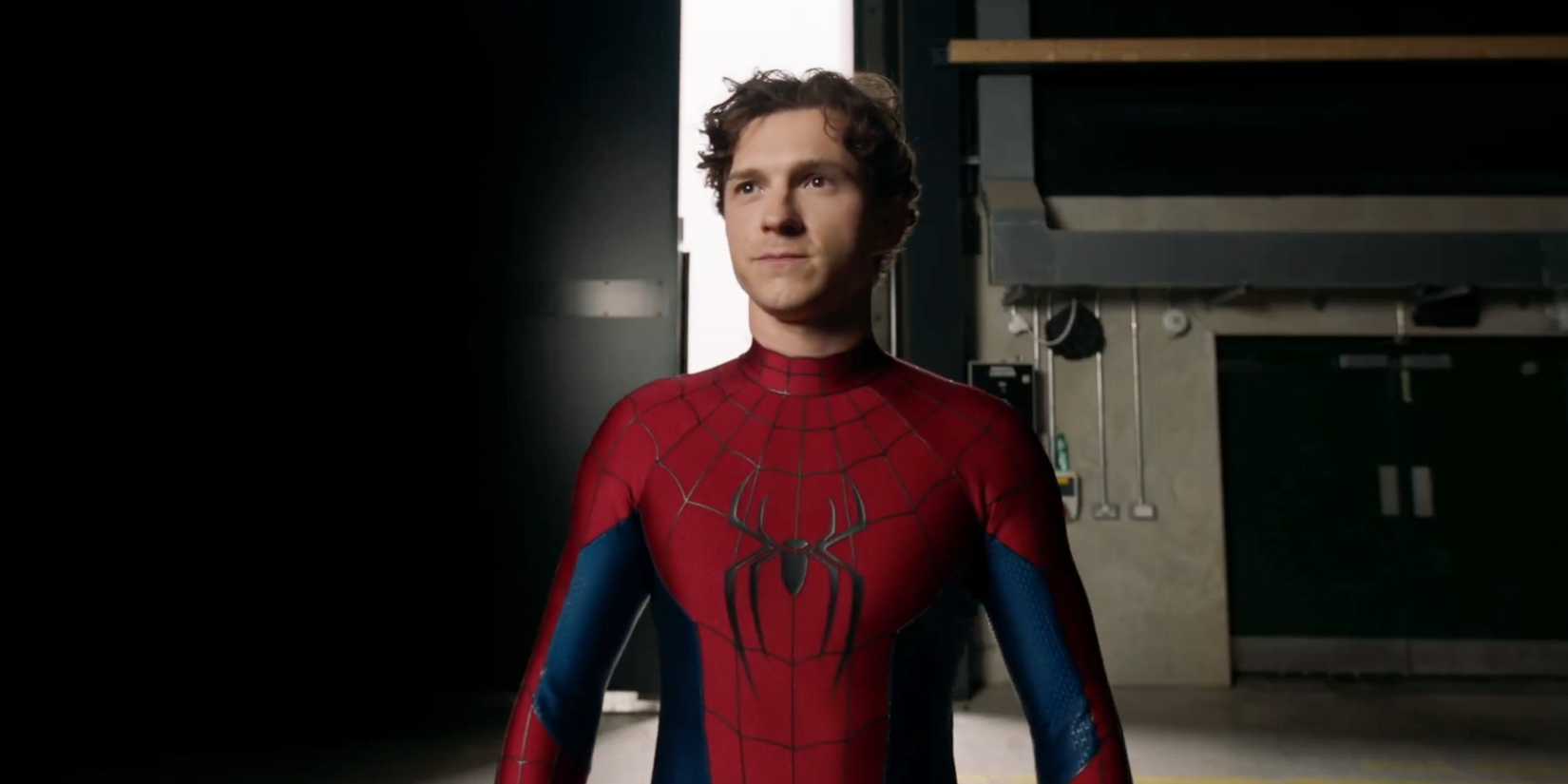 Tom Holland looking to the side in Spider-Man Brand New Day video