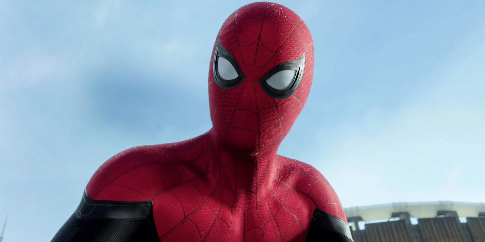 Tom Holland's Spider-Man looking spooked in No Way Home