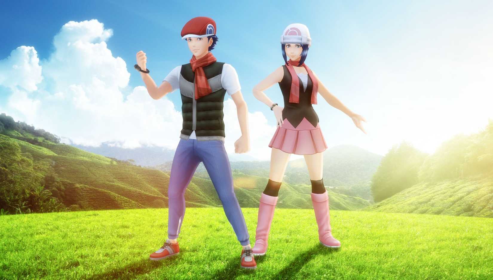 Allenatori vestiti con abbigliamento generazione 4 in Pokémon GO
