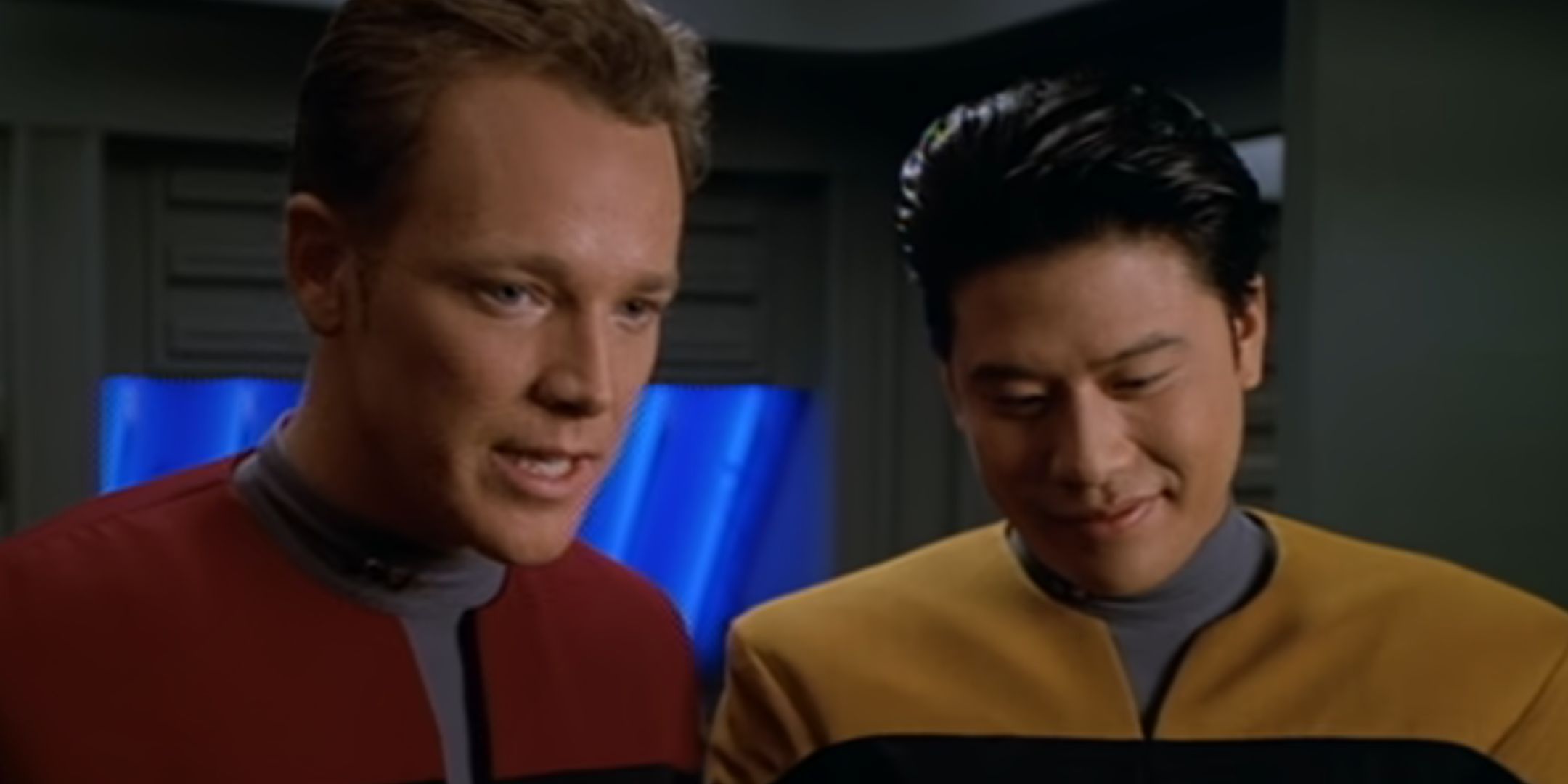 Robert Duncan McNeill as Tom Paris with Garrett Wang as Harry Kim in Star Trek: Voyager