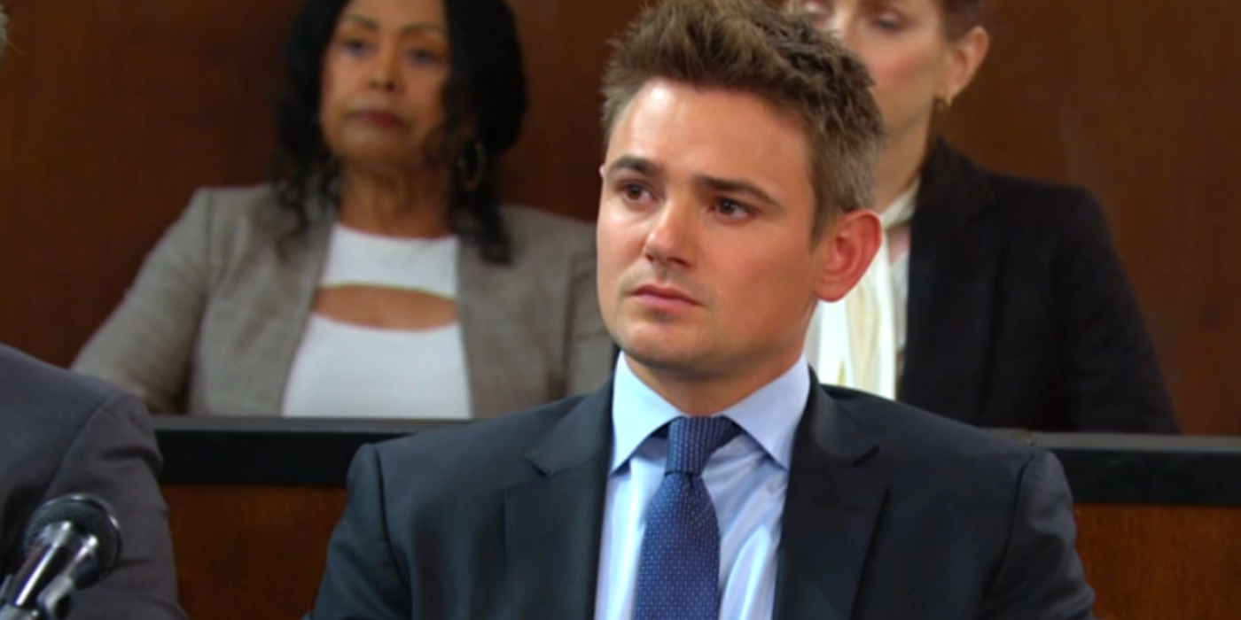 Days of Our Lives Johnny looking concerned at trial