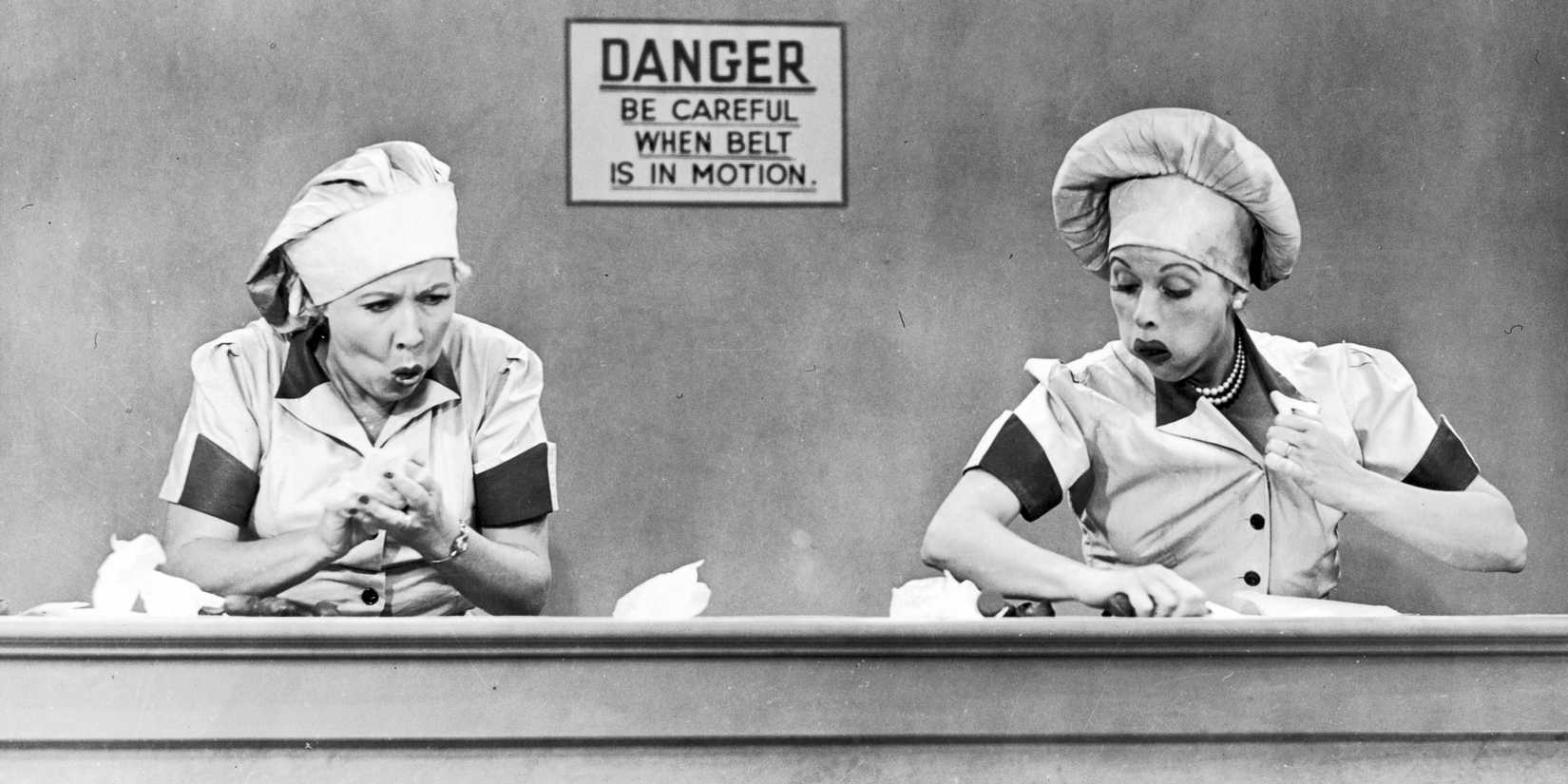 Vivian Vance as Ethel and Lucille Ball as Lucy in I Love Lucy