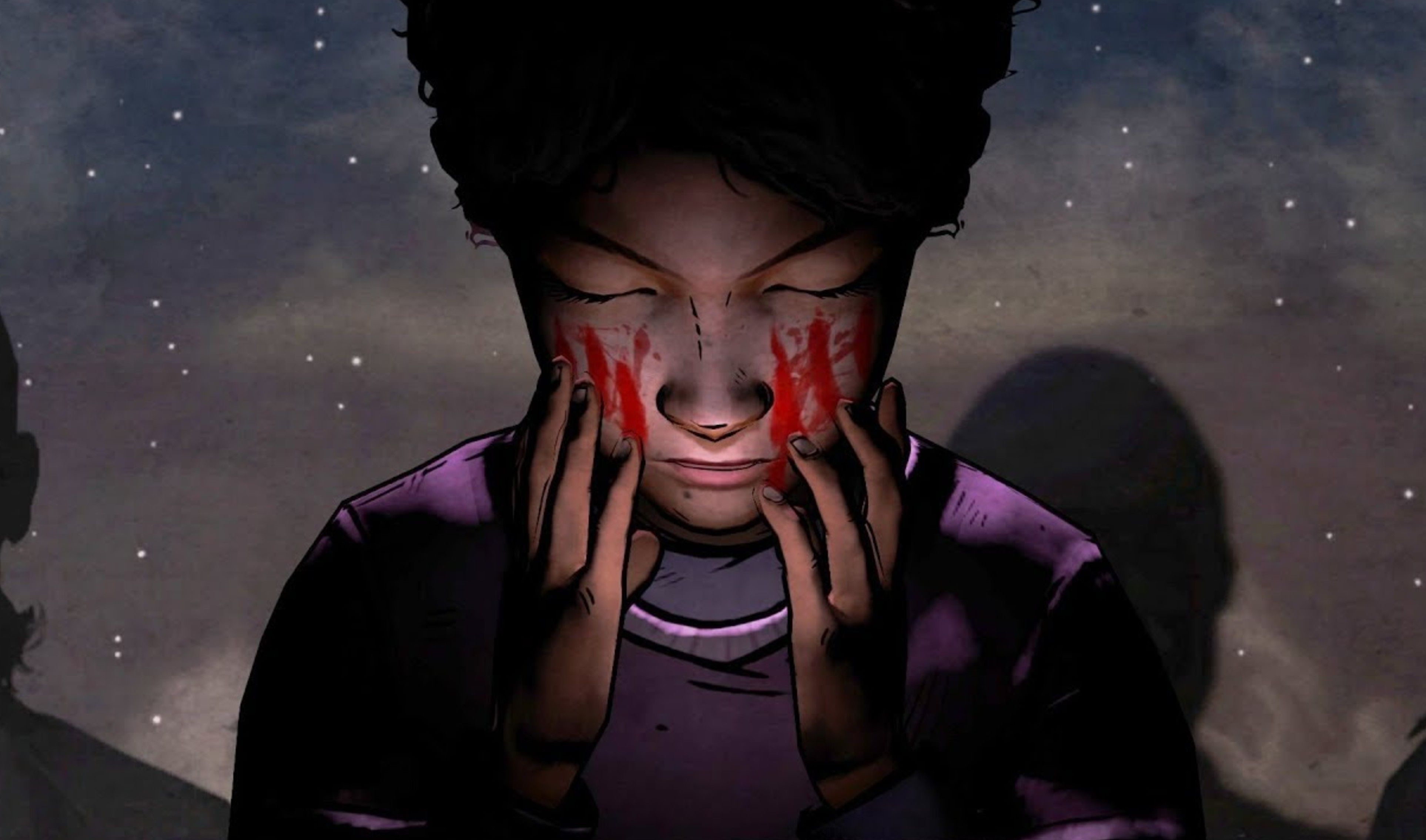 walking dead season two's clementine paints her face