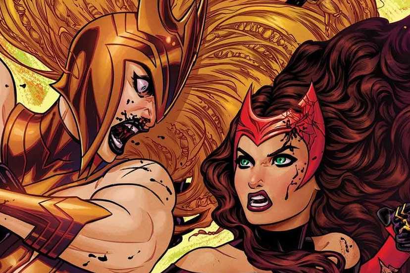 Wanda Maximoff fights Scythia in Scarlet Witch #5 comic cover
