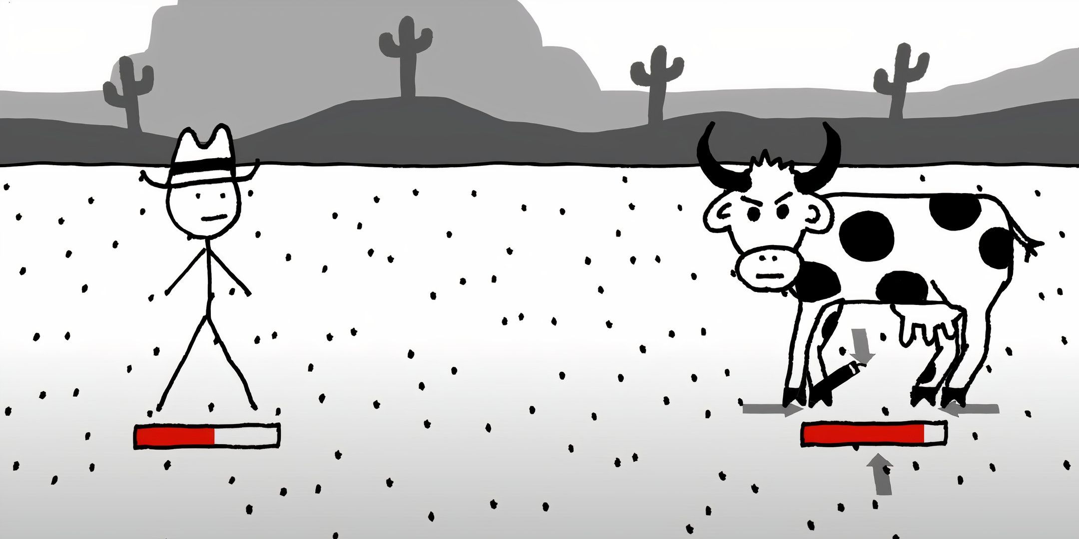 West of Loathing cow and cowboy face off