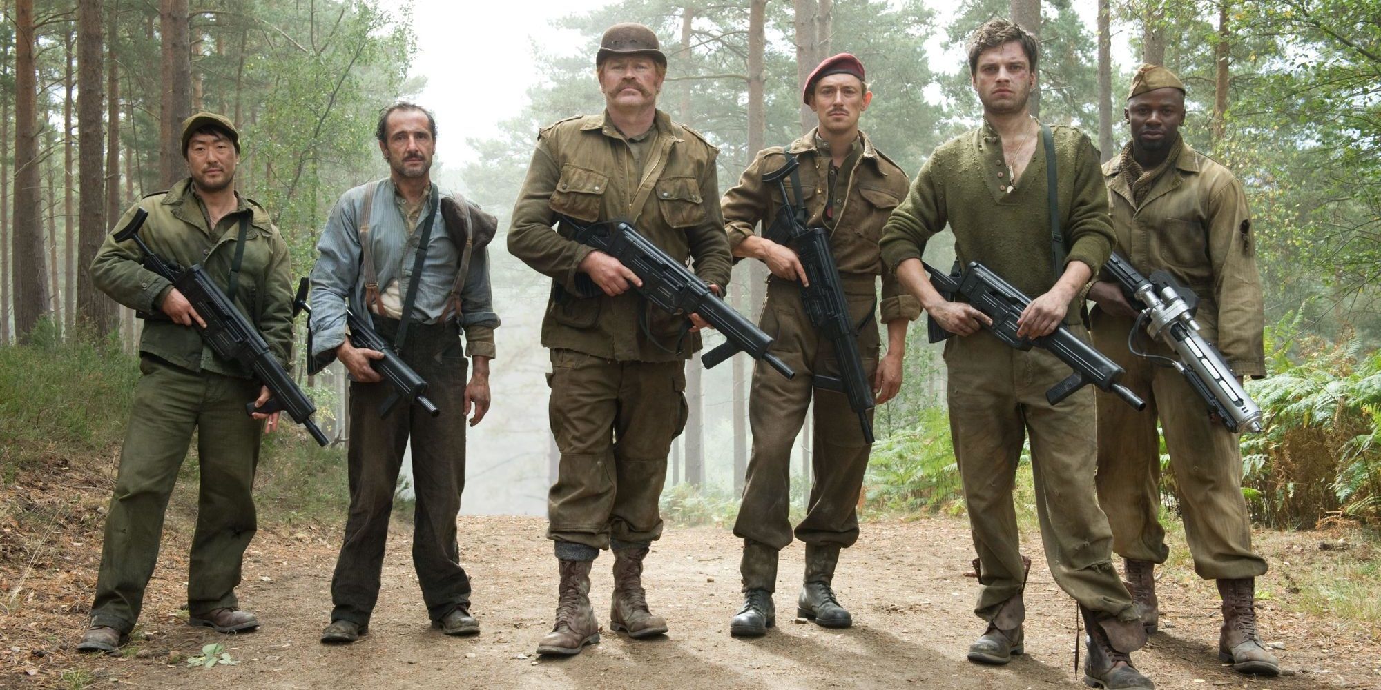 The Howling Commandos lined up in Captain America