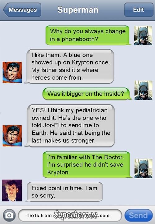A Conversation Between Superman, Batman, and The Doctor