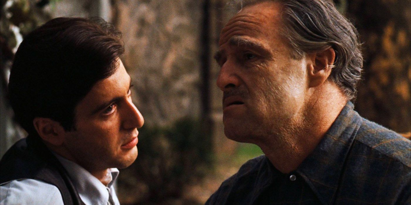 Al Pacino and Marlon Brando in The Godfather