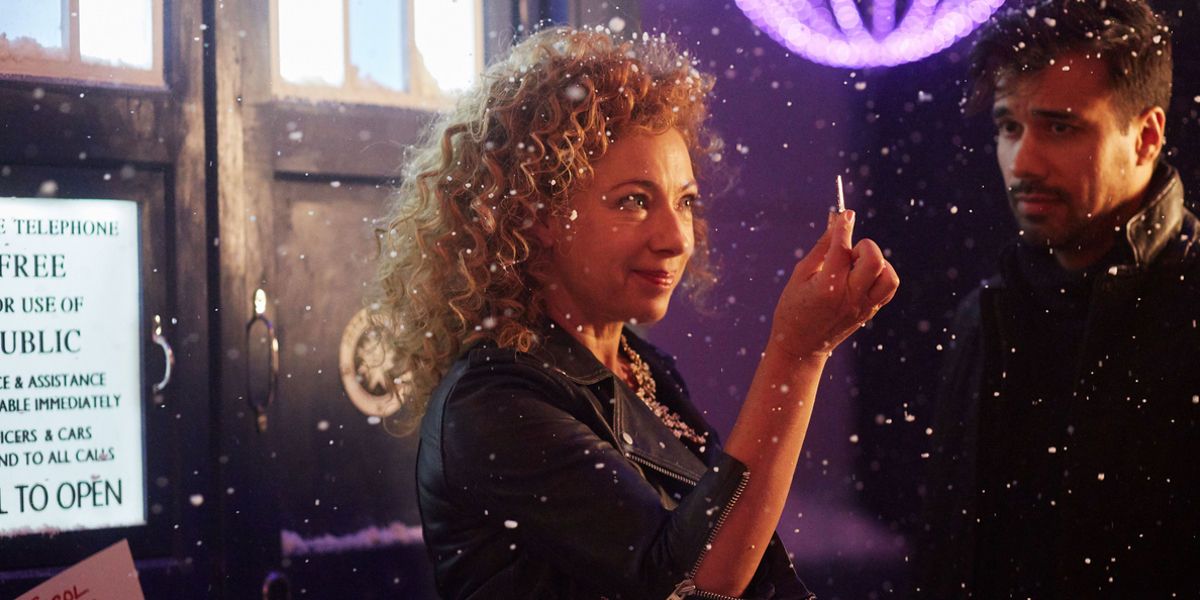 Alex Kingston as River Song and Phillip Rhys in Doctor Who Christmas Special 2015