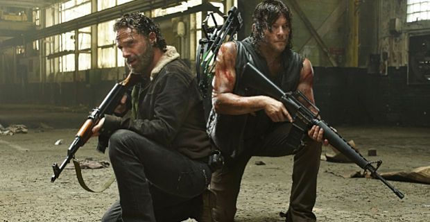 Andrew Lincoln and Norman Reedus in The Walking Dead season 5 episode 1