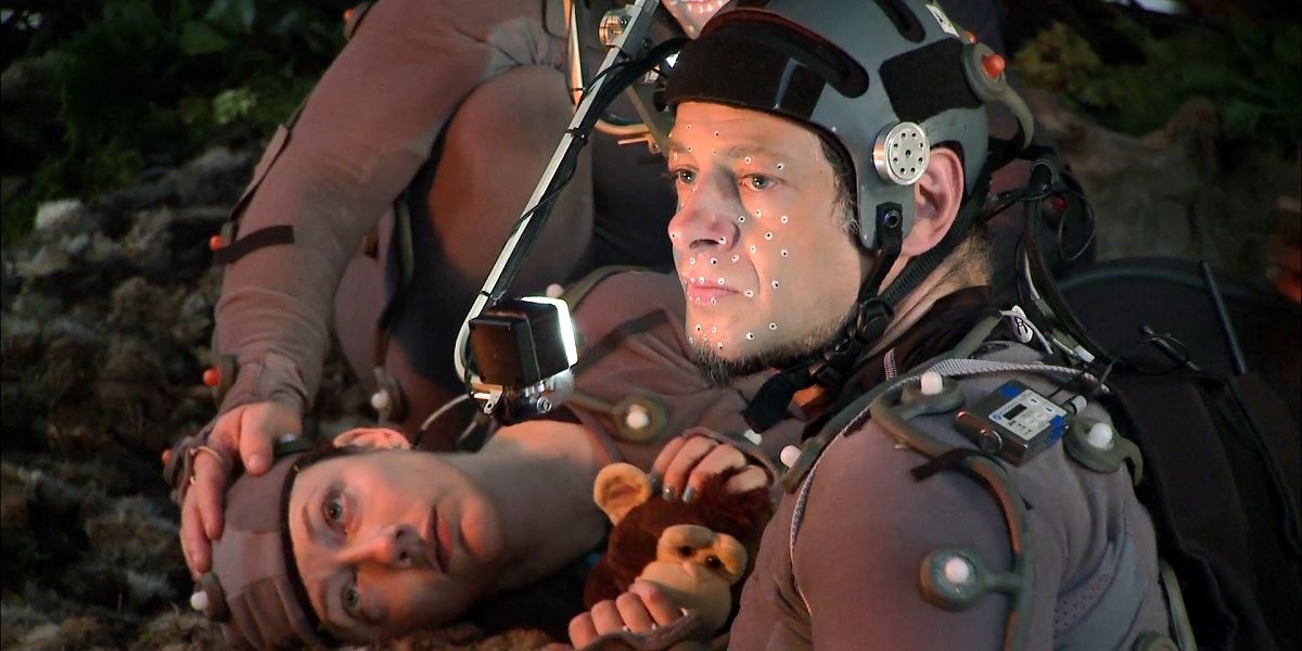 Andy Serkis wearing motion capture suit
