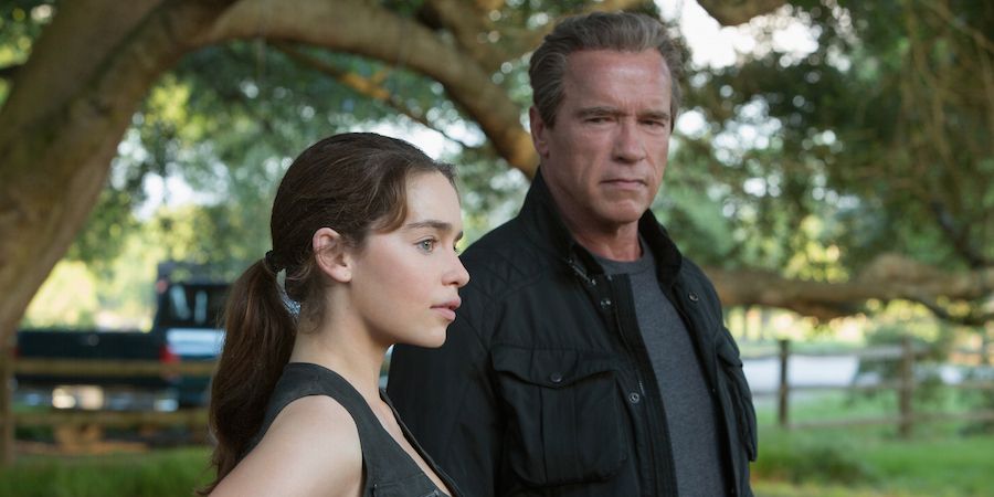Arnold Schwarzenegger and Emilia Clarke in 'Terminator Genisys'