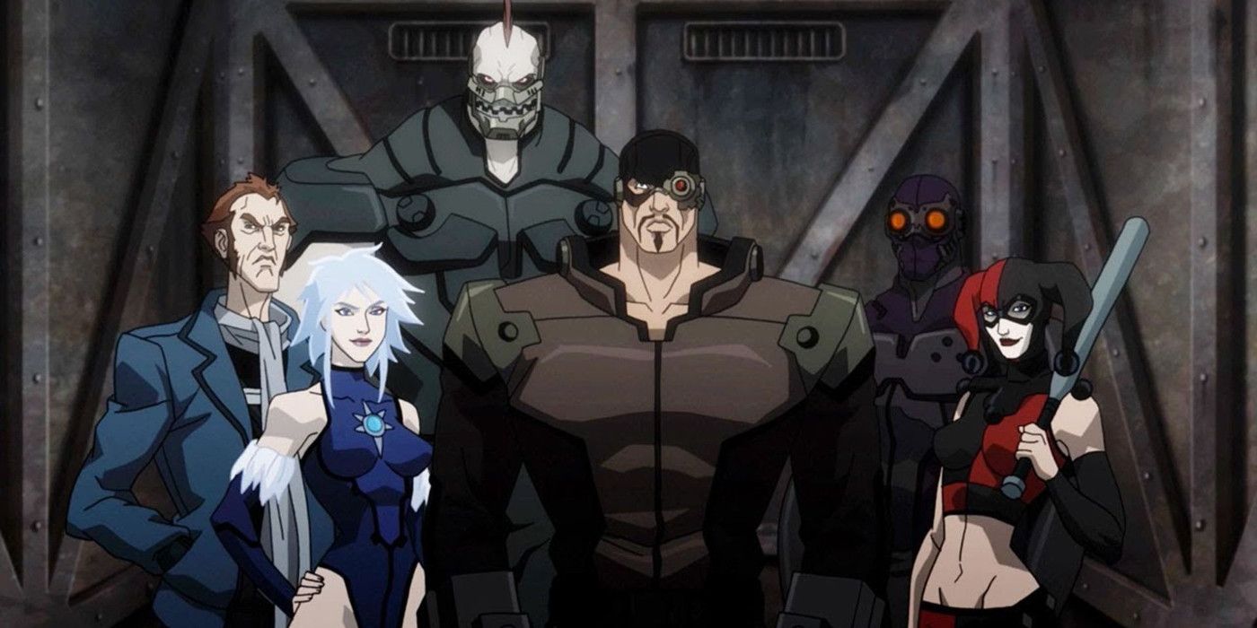 Captain Boomerang, Killer Frost, Kingshark, Deadshot, Black Spider, and Harley Quinn in Batman: Assault on Arkham