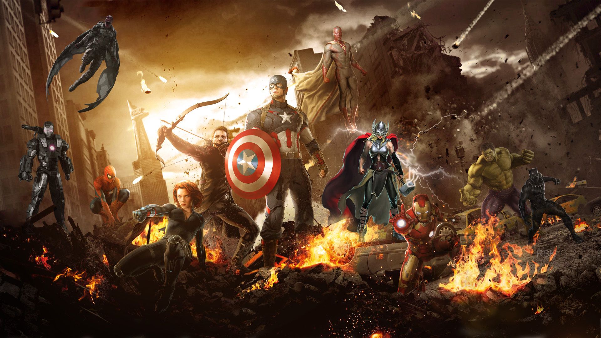Avengers Wallpaper With Spider-Man Female Thor Falcon