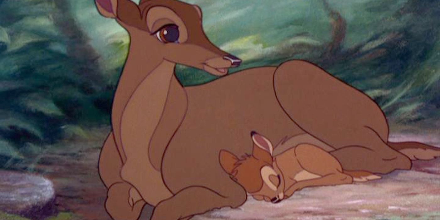 Bambi sleeps with Bambi's mother in Bambi