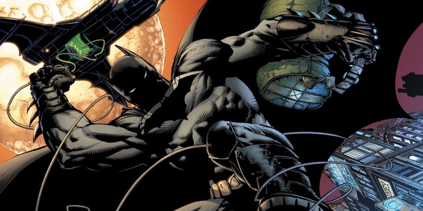 Batman repels from his jet in DC Comics