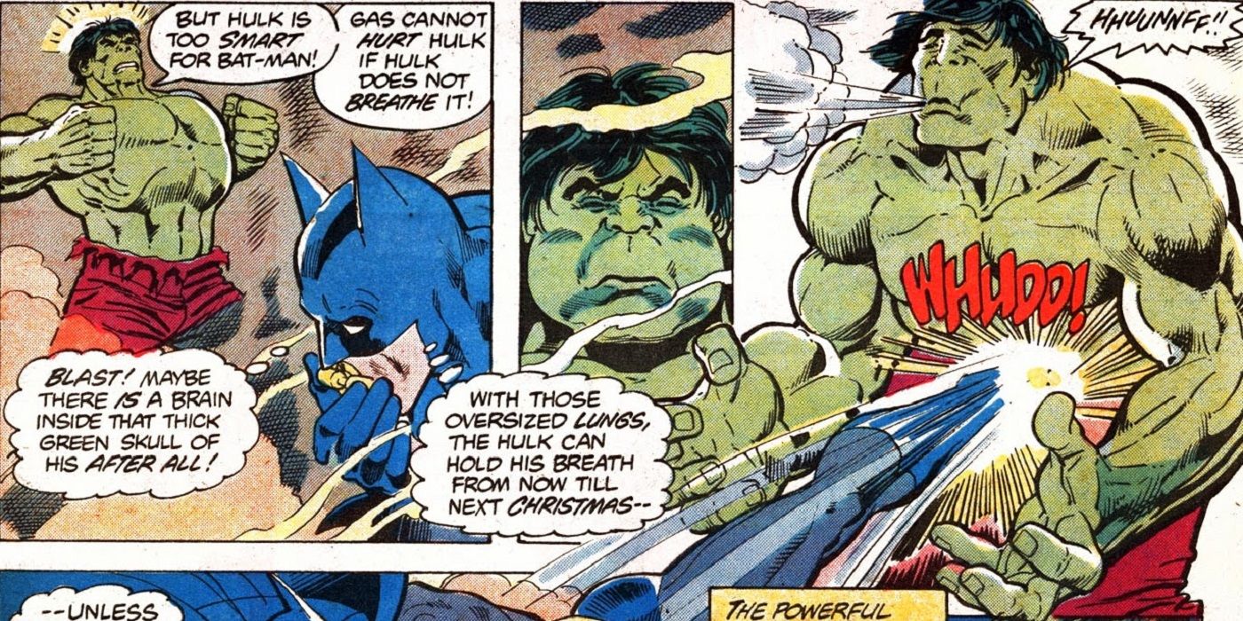 Batman defeats the Hulk in a fight