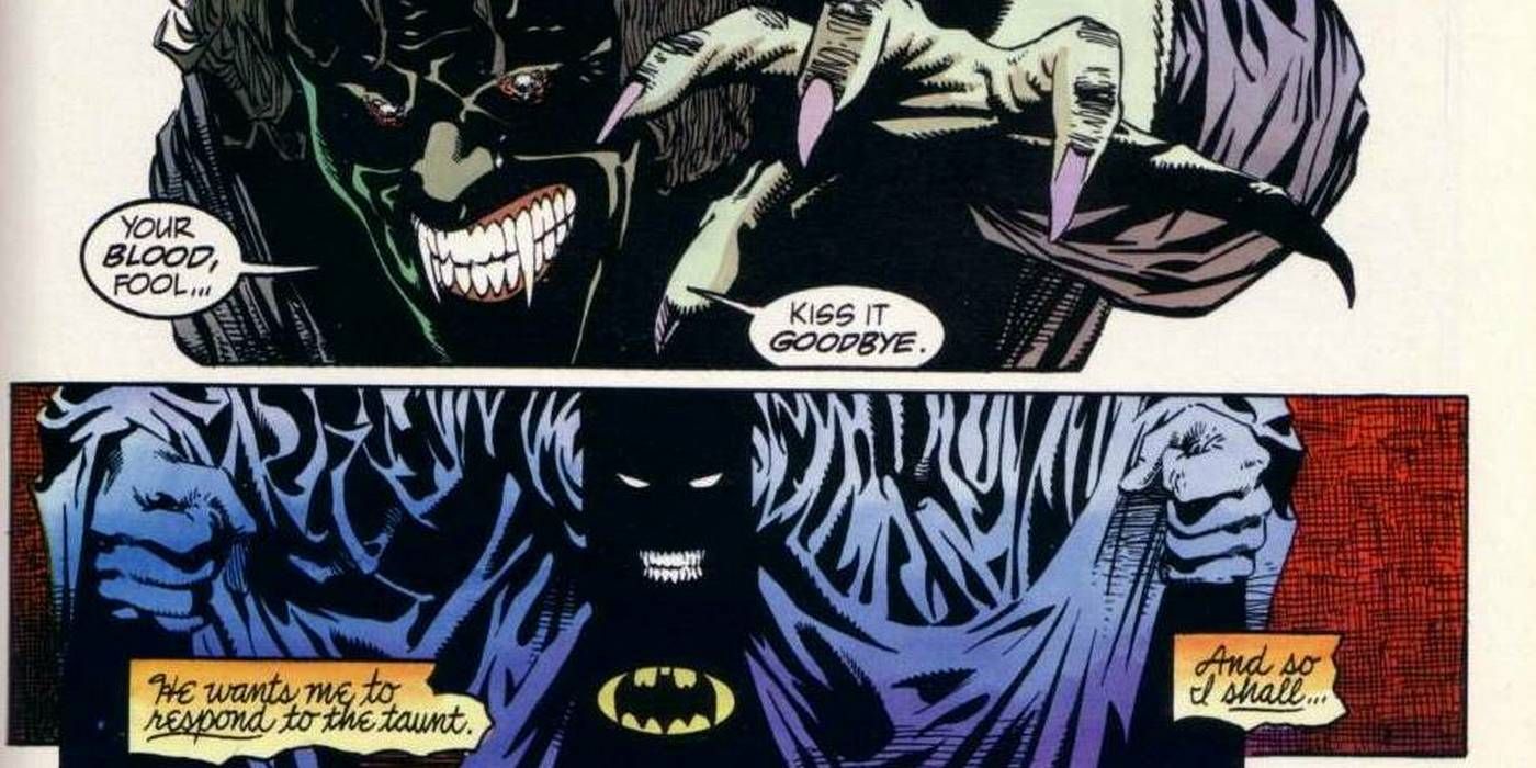Batman becomes a vampire in Red Rain comic book.