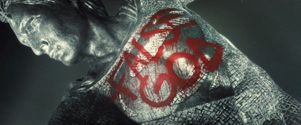 Batman V Superman Trailer Statue False God Graffiti