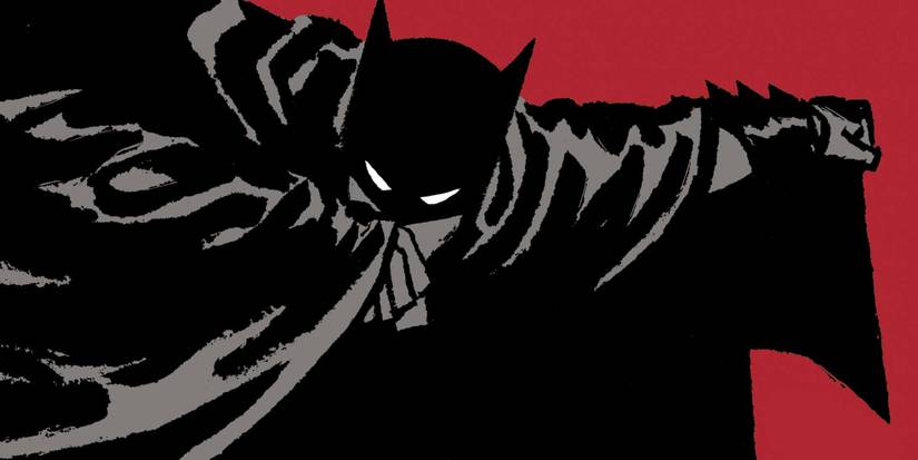 Batman covering himself with his cape in Year One cover art