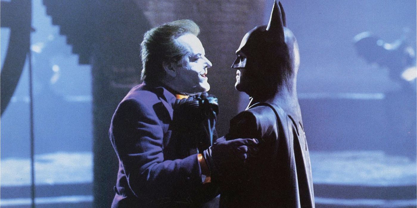 Batman argues with the Joker about their origins in Batman (1989)