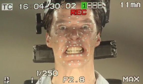 Benedict Cumberbatch in Hobbit Motion Capture Suit as Smaug