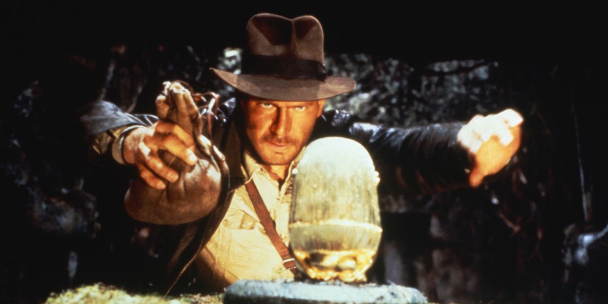 Indy collects treasure in Raiders of the Lost Ark