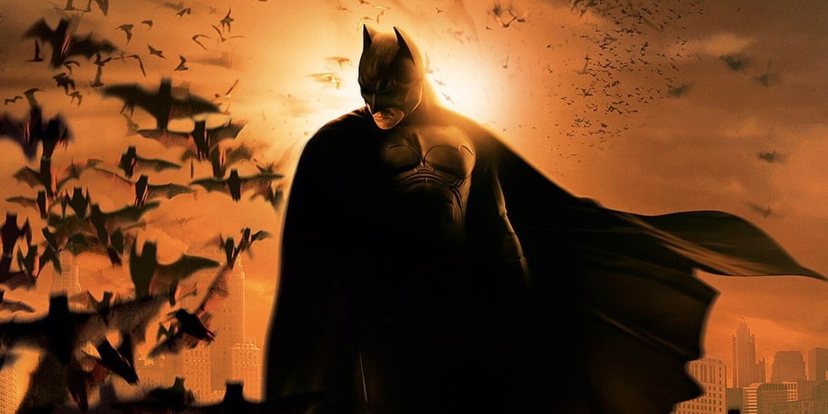A poster backdrop of Batman Begins.