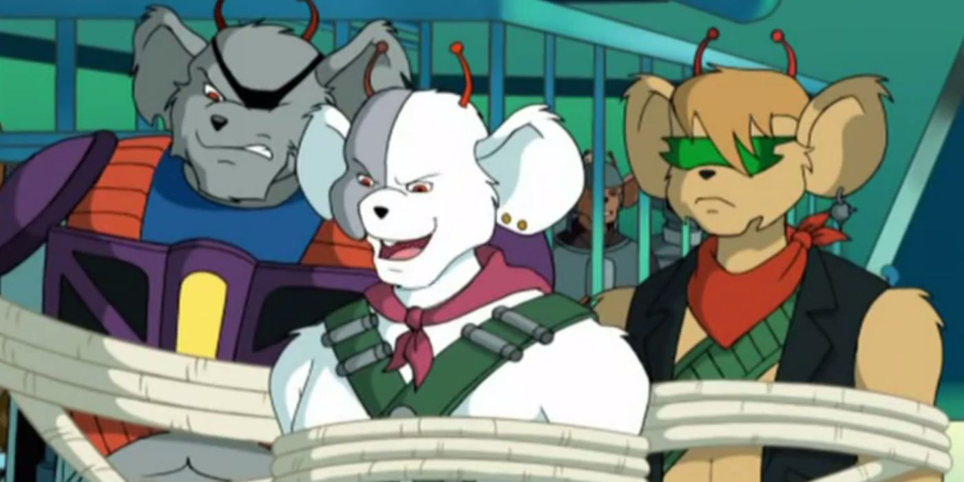 Image of three main characters from classic 1990s animated series Biker Mice from Mars