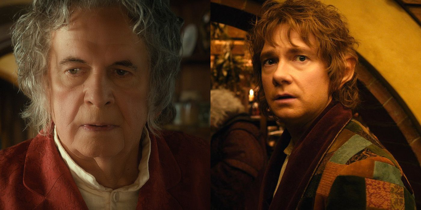 Ian Holm &amp; Martin Freeman as Bilbo Baggins
