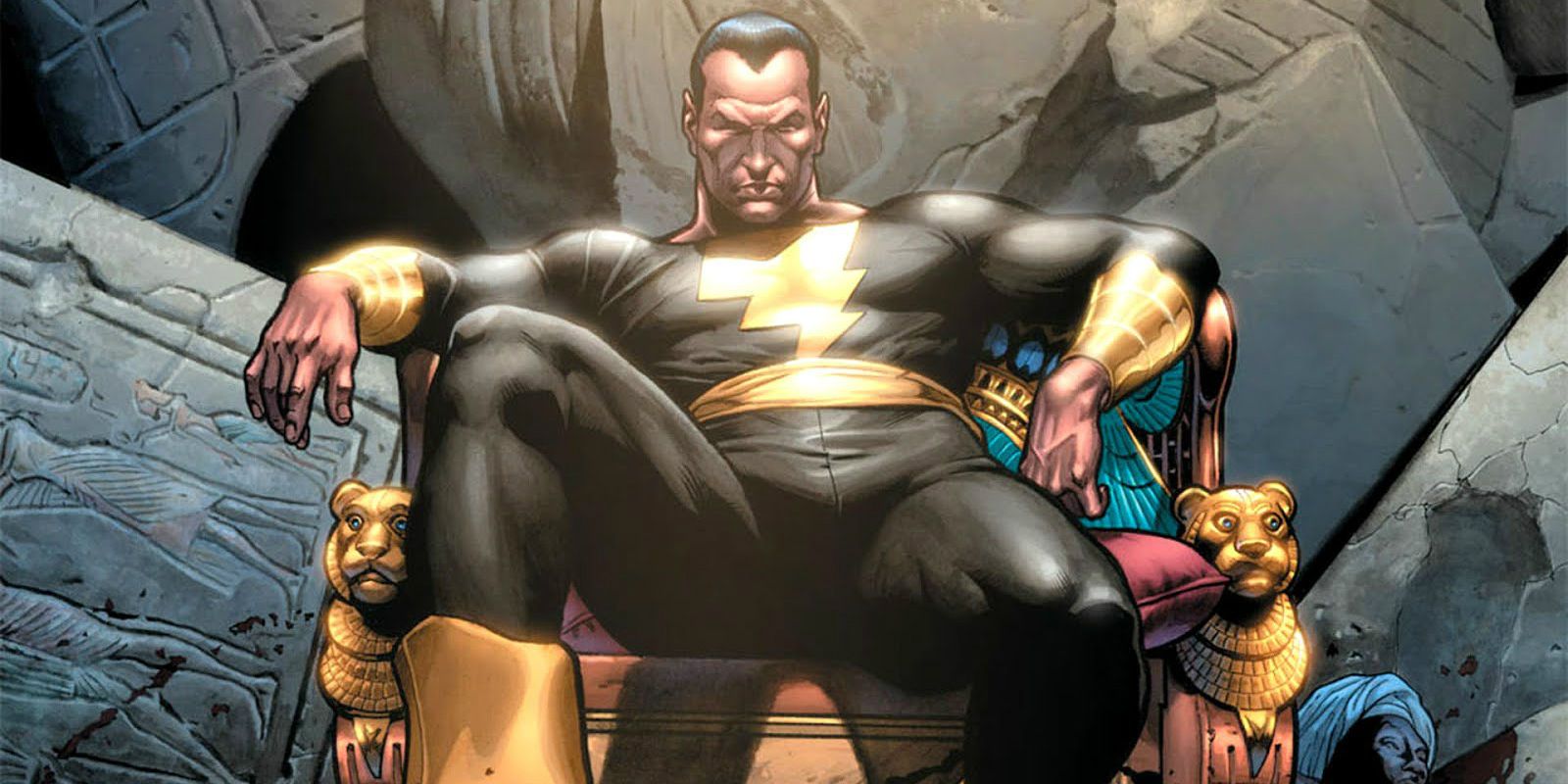 Black Adam sits on his throne in DC Comics.