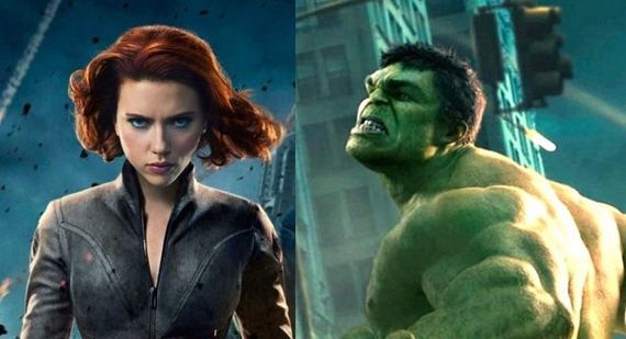 Black Widow (Scarlett Johansson) and Hulk (Mark Ruffalo) The Avengers Video Interview