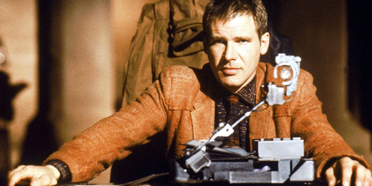 Deckard working in Blade Runner.